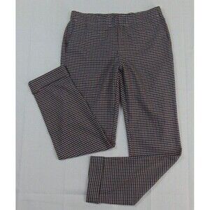 J Jill Pull On Pants Womens Size 8 Straight Leg Herringbone Cuffed Elastic Waist